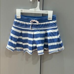 Mini Boden Blue and White Striped Pleated Skort